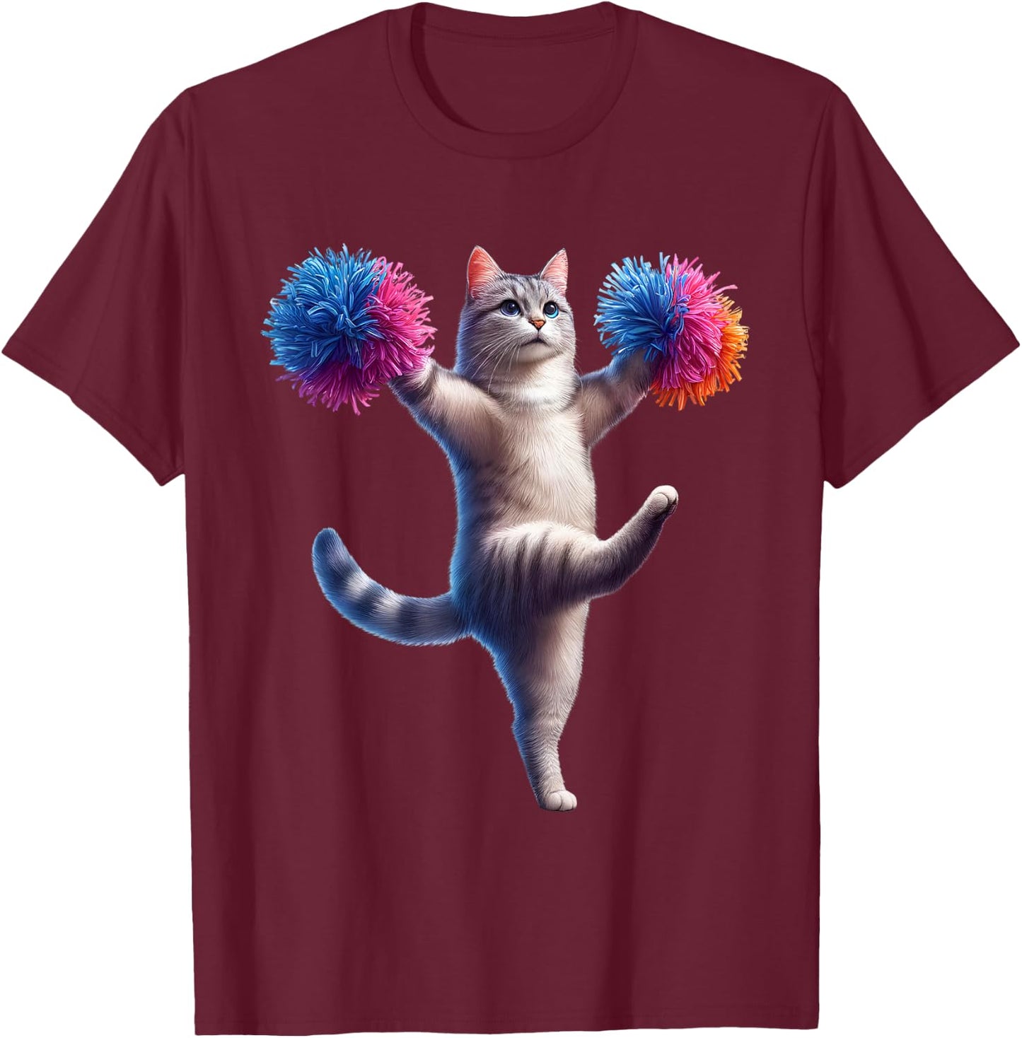 Cat Cheerleading Cheerleader Kitten Lover T-Shirt - T-Shirt | Maroon