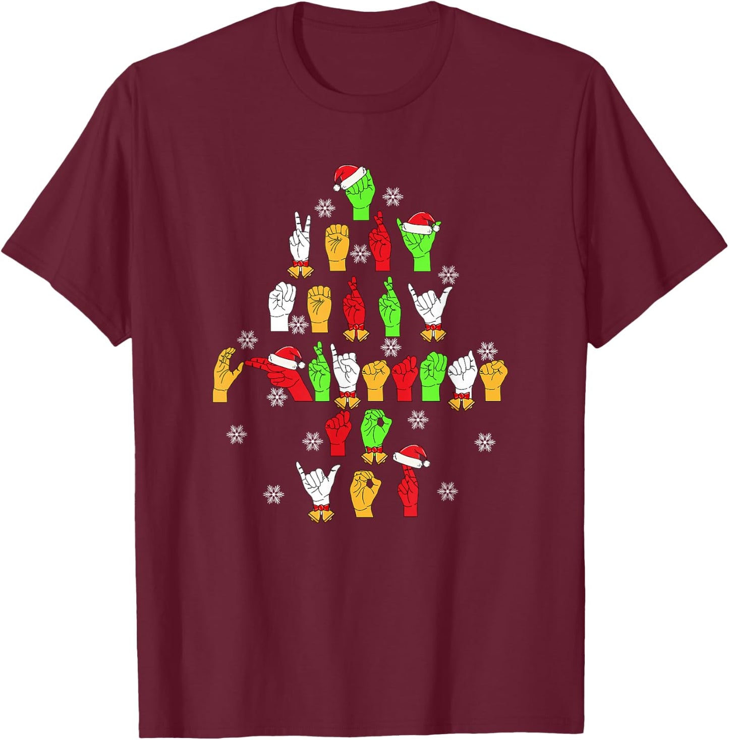 Funny ASL Christmas American Sign Language T-Shirt - T-Shirt | Maroon