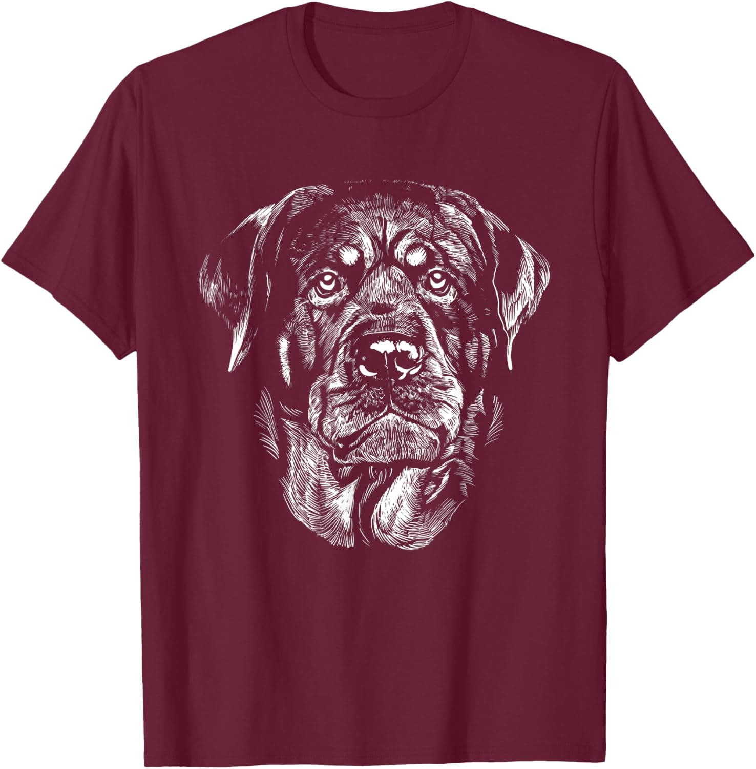 Rottweiler Dog Portrait T-Shirt - T-Shirt | Maroon