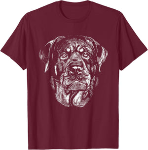 Rottweiler Dog Portrait T-Shirt - T-Shirt | Maroon