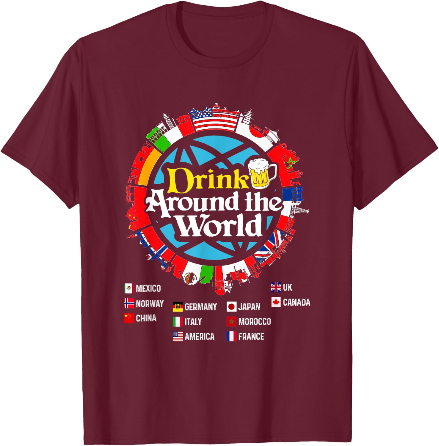Funny Drinkers Quote Adults Vacations Drinking Countries T-Shirt - T-Shirt | Maroon