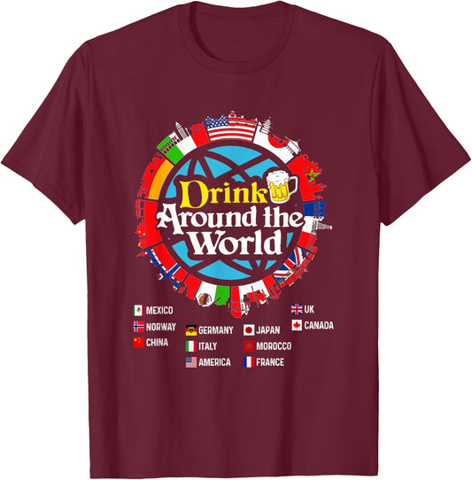 Funny Drinkers Quote Adults Vacations Drinking Countries T-Shirt - T-Shirt | Maroon