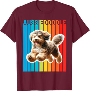 Colorful Aussiedoodle T-Shirt - T-Shirt | Maroon