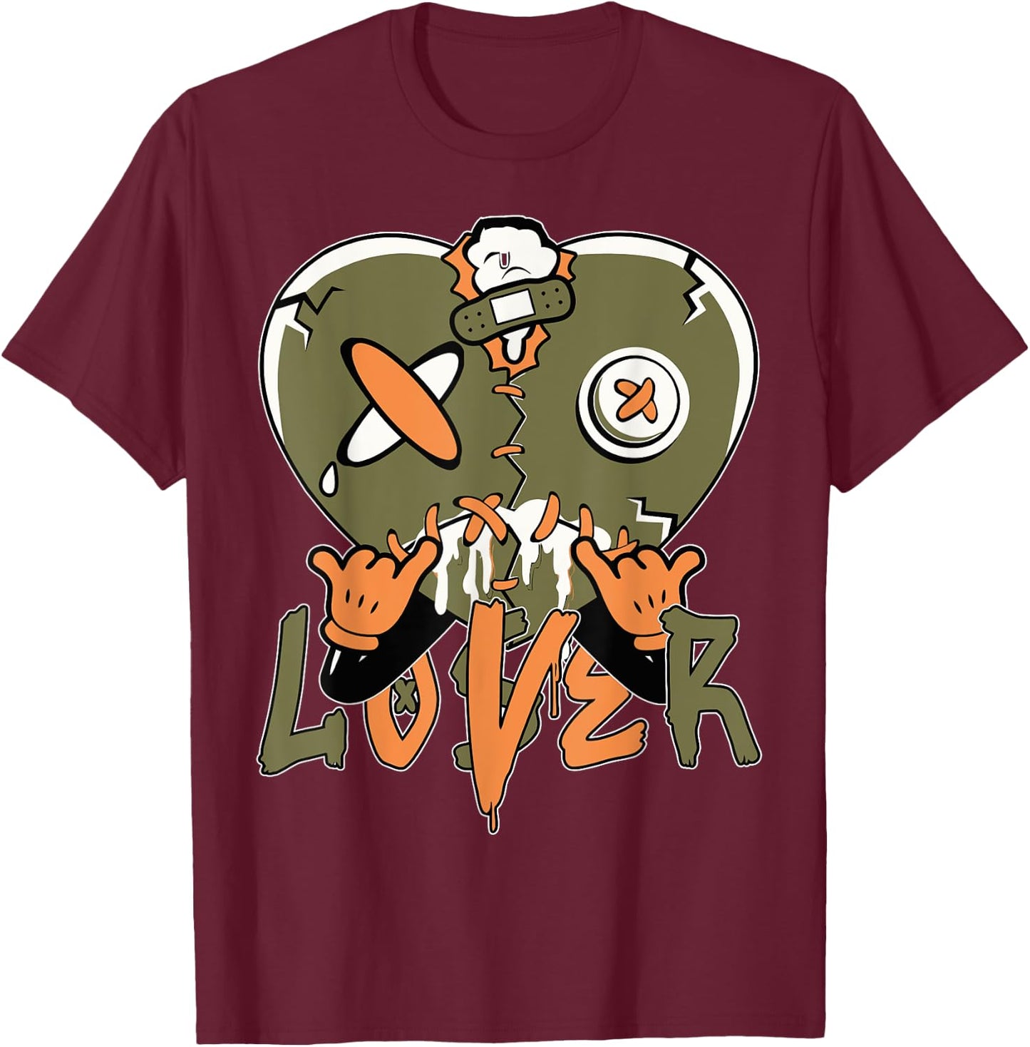 Loser Lover Drip Heart Olive Green 5s Matching Women T-Shirt - T-Shirt | Maroon