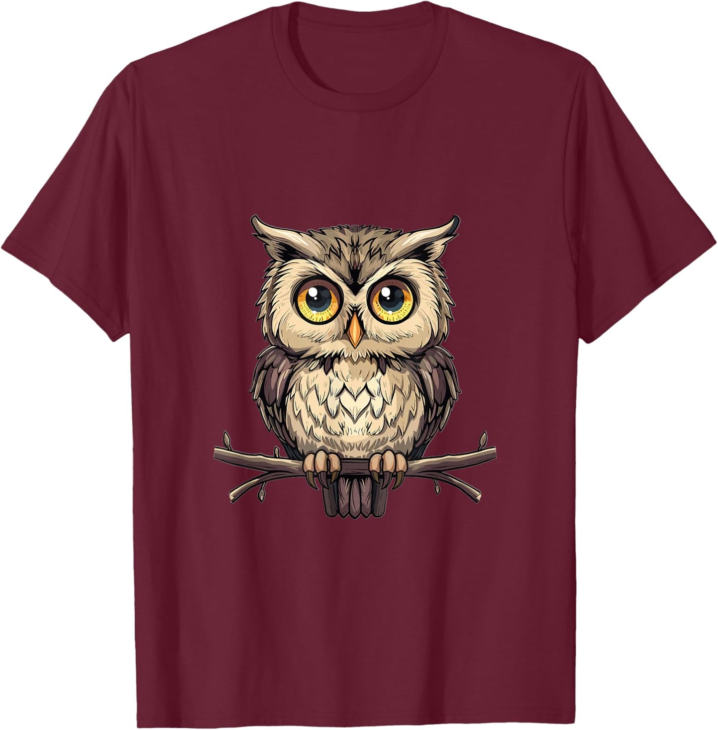 Owl Lover Graphic T-Shirt - T-Shirt | Maroon