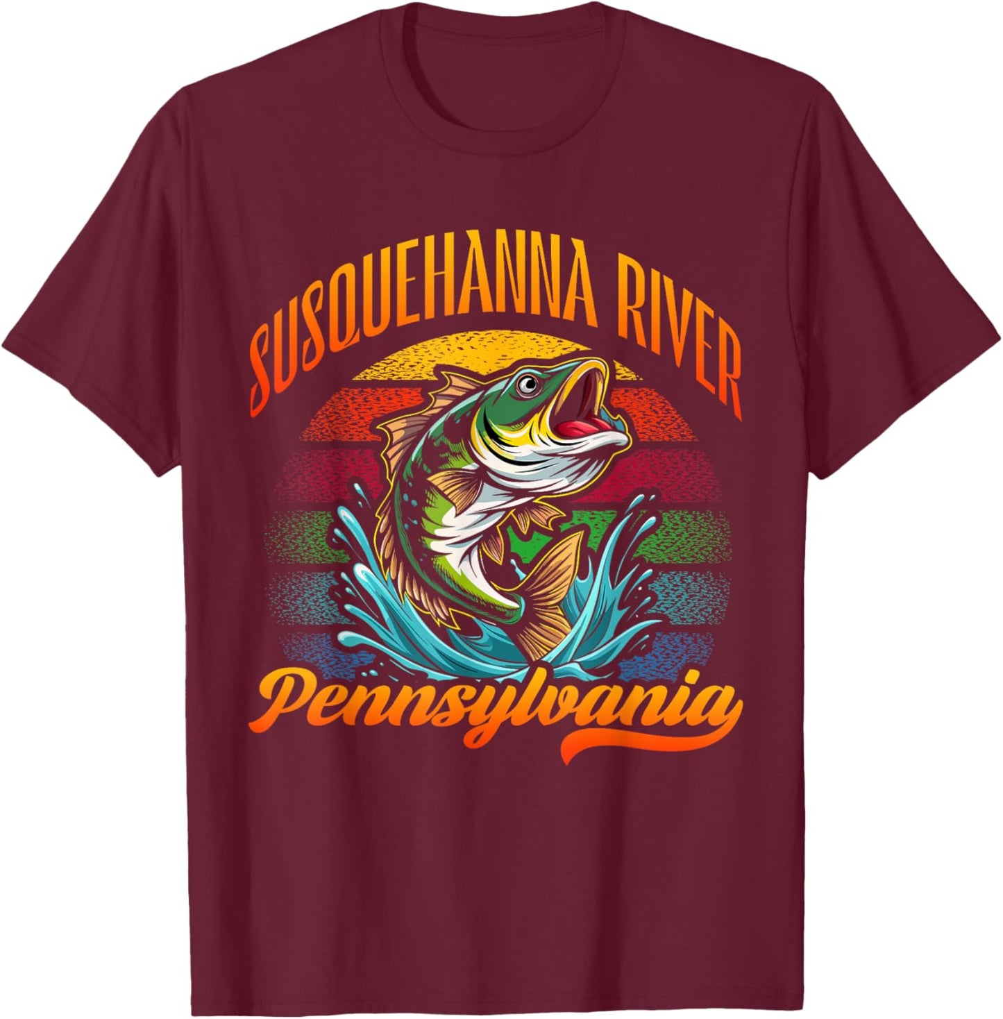 SUSQUEHANNA RIVER, PENNSYLVANIA, a Fishing Retro desifn T-Shirt - T-Shirt | Maroon