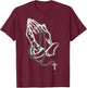 Praying hands with a rosary T-Shirt - T-Shirt | Maroon