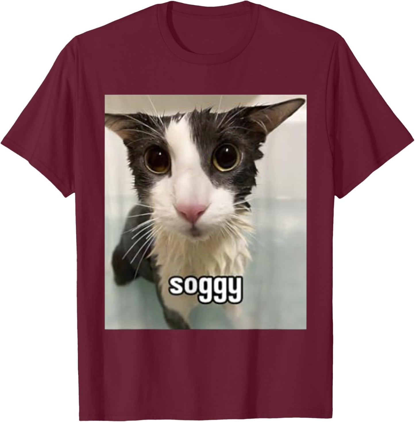 Silly Soggy Cat Funny T-Shirt - T-Shirt | Maroon
