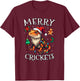 Bearded Dragon Christmas Lights Merry Crickets T-Shirt - T-Shirt | Maroon