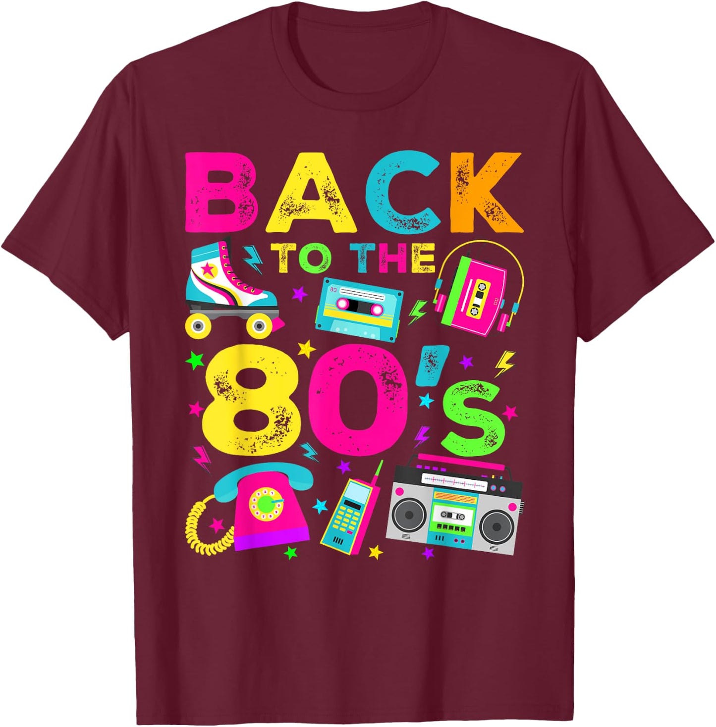 Back To 80's 1980s Vintage Style Eighties Retro Party T-Shirt - T-Shirt | Maroon