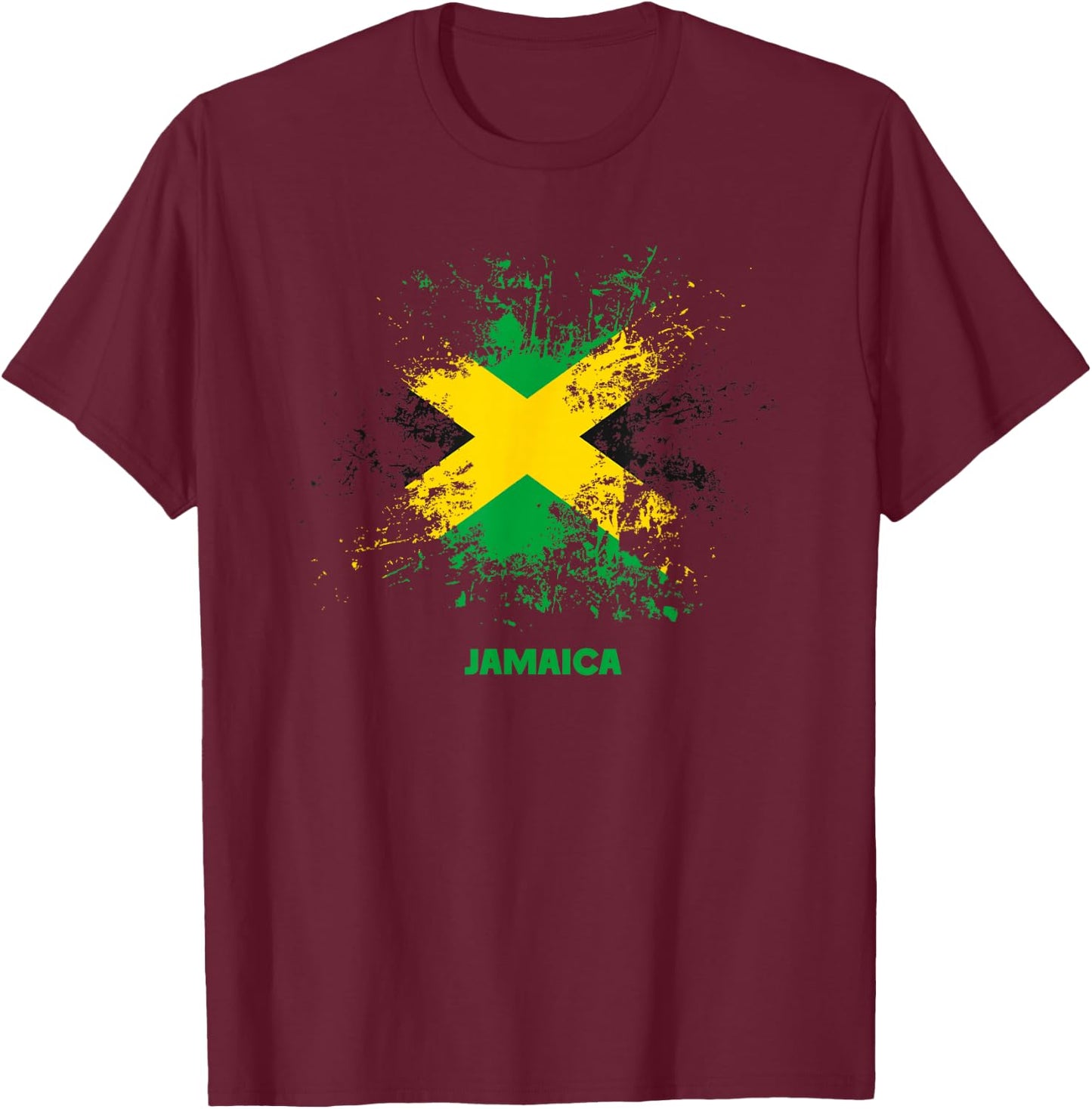 Jamaican Splatter Flag, Vintage Jamaica Flag T-Shirt - T-Shirt | Maroon