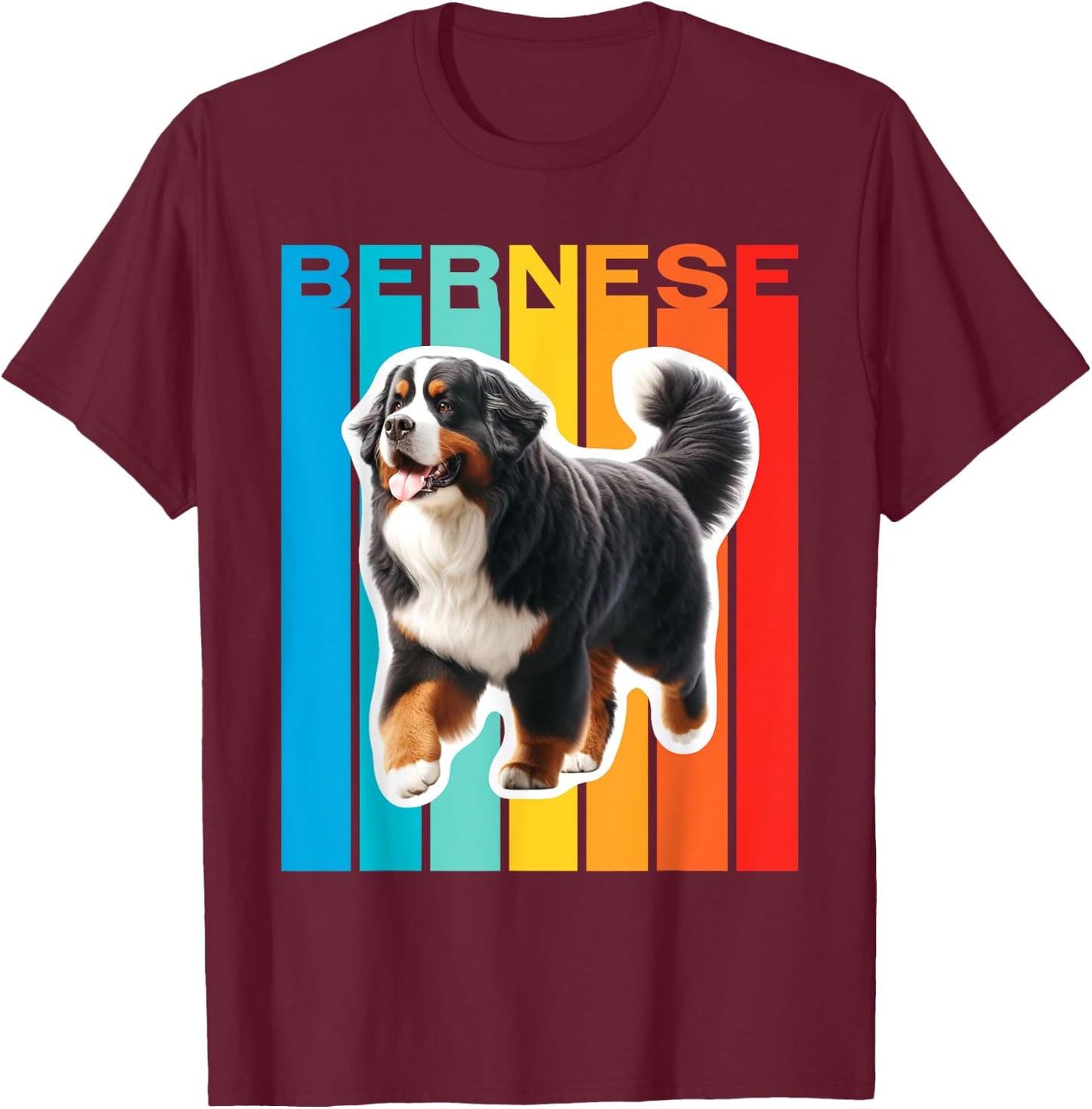 Colorful Bernese Mountain Dog Men Women Kids T-Shirt - T-Shirt | Maroon