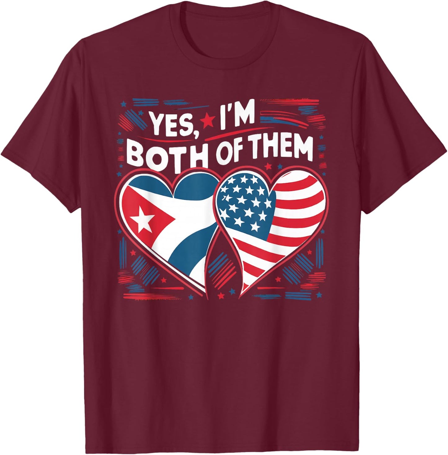 Half Cuban Half American USA Flag Cuba America T-Shirt - T-Shirt | Maroon