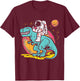 Kids Astronaut On Trex Dino Peace Space Toddler Boys Kids Youth T-Shirt - T-Shirt | Maroon