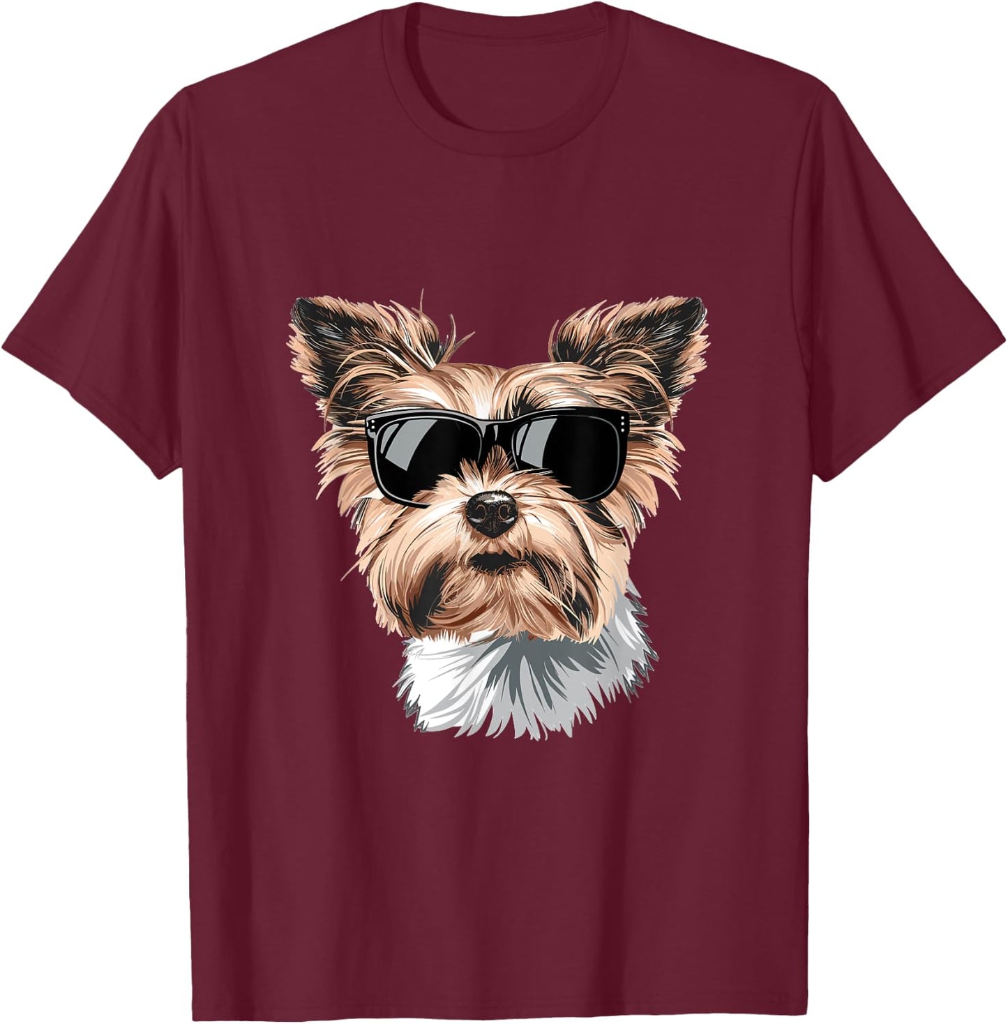 Biewer Terrier Sunglasses Dog Breed Graphic T-Shirt - T-Shirt | Maroon