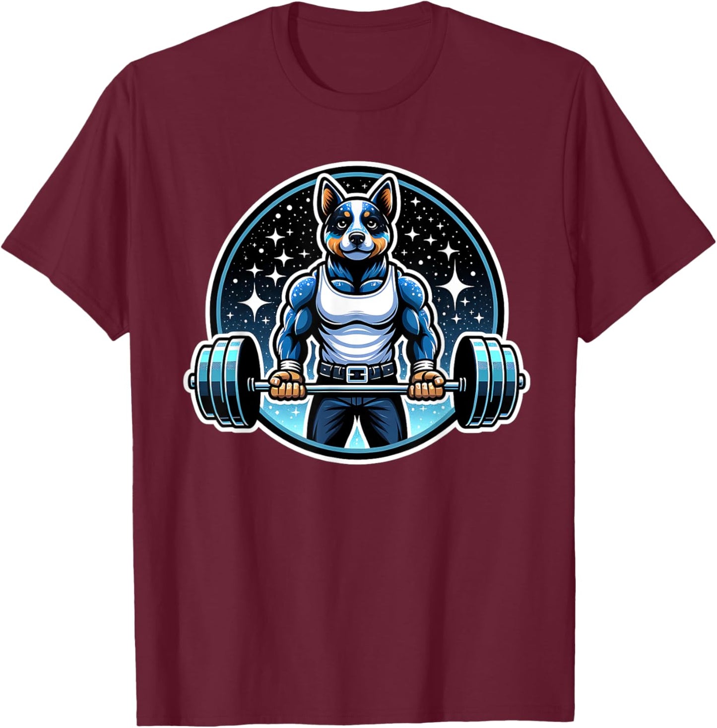 Funny Blue Heeler Weightlifting Deadlift Fitness Gym Workout T-Shirt - T-Shirt | Maroon