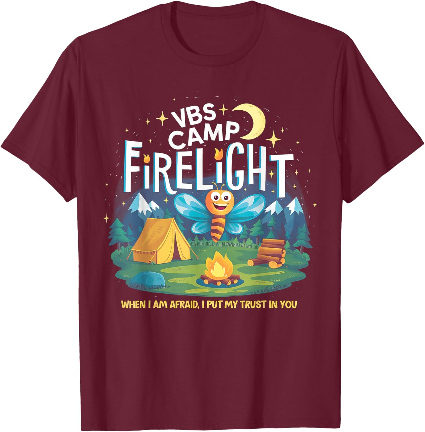 Camp Firelight VBS Camp Vacation Bible School Firework 2024 T-Shirt - T-Shirt | Maroon