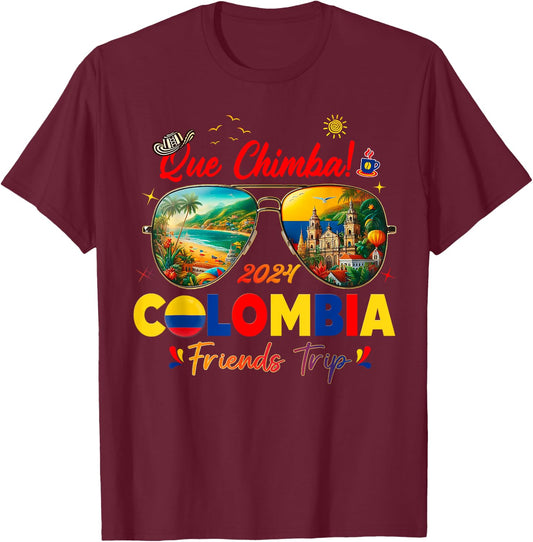 Colombia Vacation Cartagena Trip Crew T-Shirt - T-Shirt | Maroon