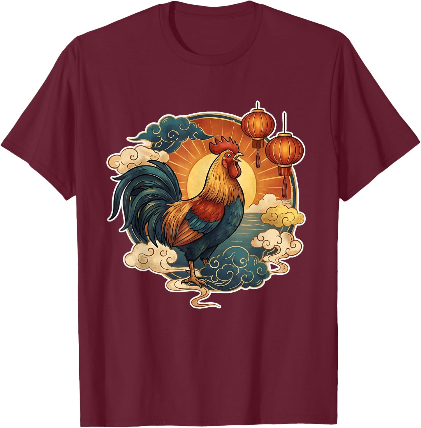 Chinese Zodiac Rooster Animal T-Shirt - T-Shirt | Maroon