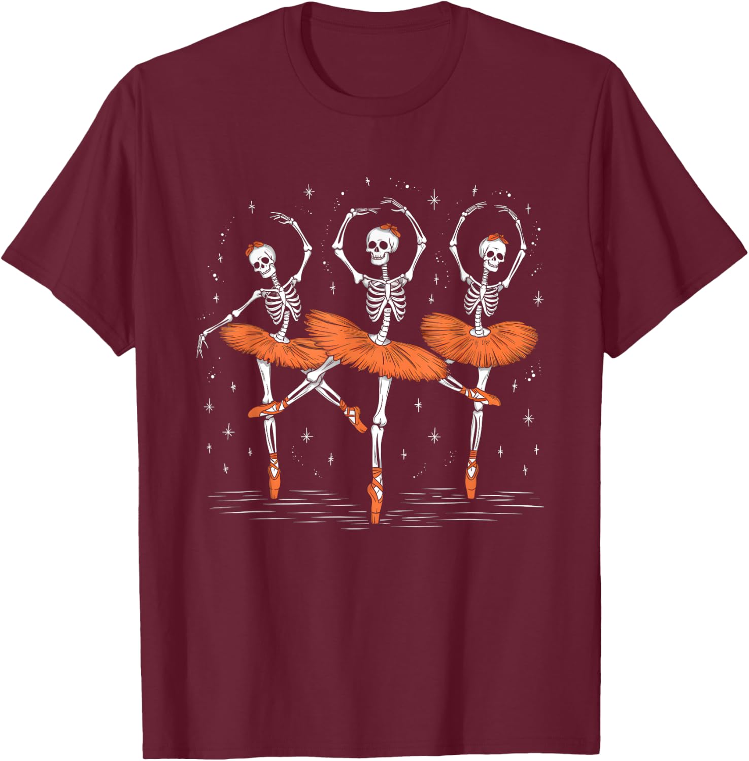 Spooky Ballerina Skeleton Dance Halloween Ballet T-Shirt - T-Shirt | Maroon