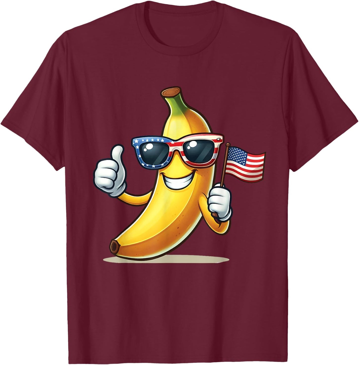 Patriotic Banana 4th Of July American Flag USA Sunglasses T-Shirt - T-Shirt | Maroon