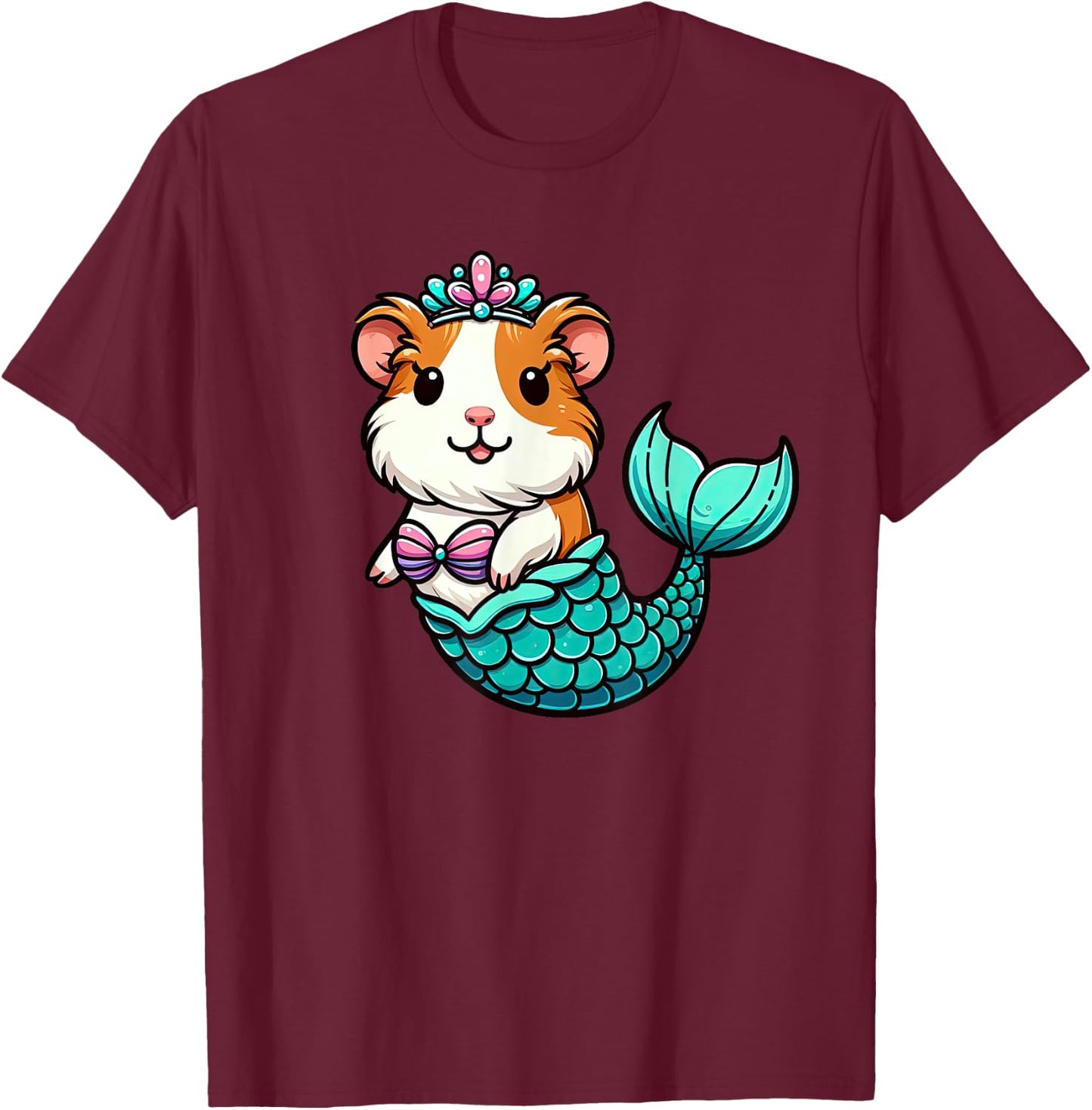 Guinea Pig Mermaid Pet Funny Mythical Creature T-Shirt - T-Shirt | Maroon