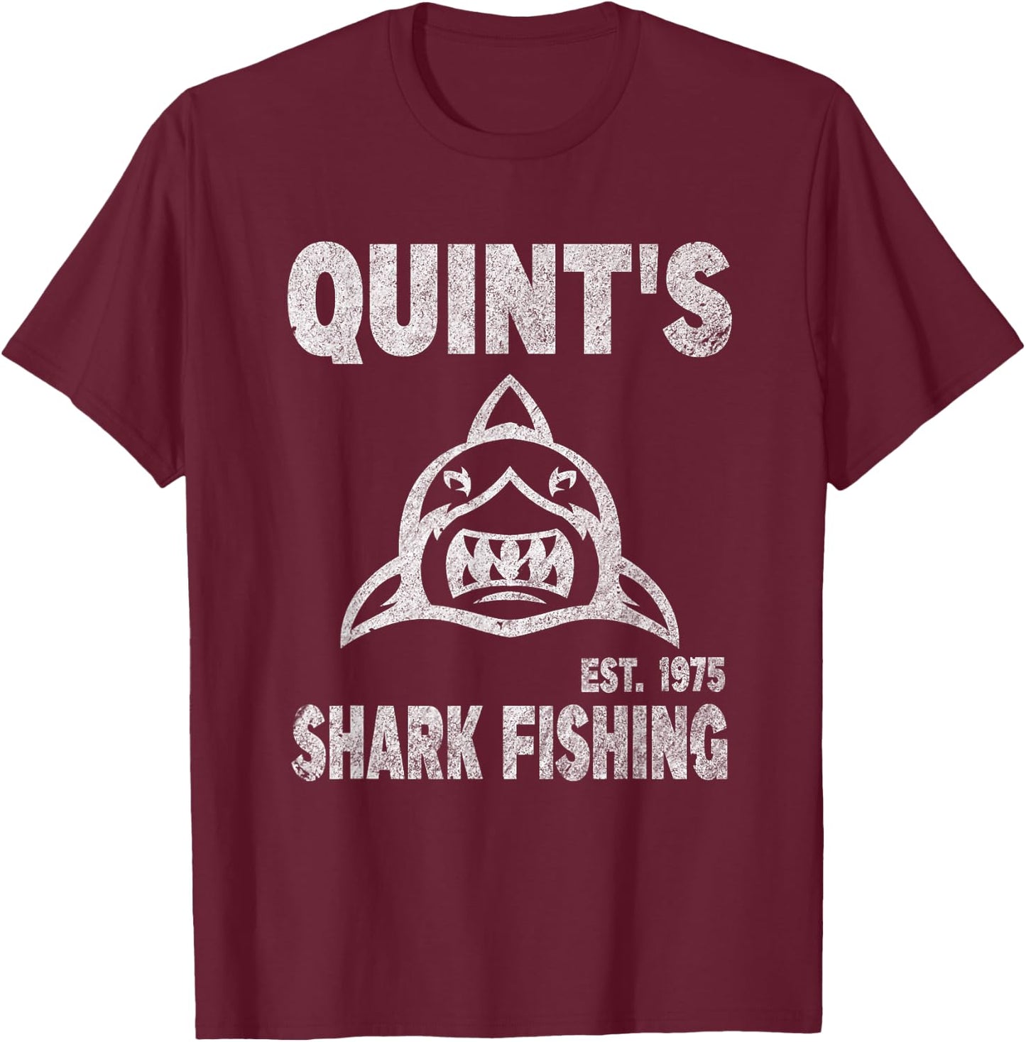 Vintage Quint's Shark Fishing 1975 Retro T-Shirt - T-Shirt | Maroon