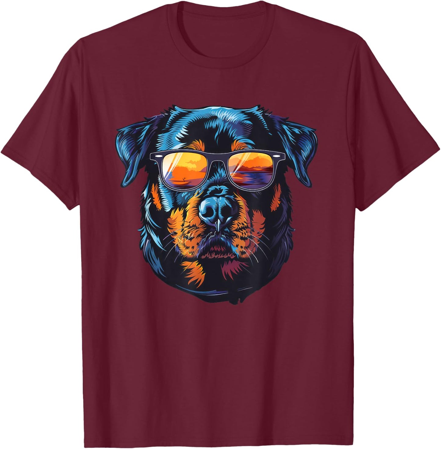 Rottweiler Dog Sunglasses T-Shirt - T-Shirt | Maroon
