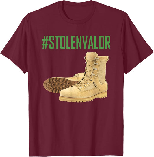 Stolen Valor Military Political Hashtag Shirt ,Women T-Shirt - T-Shirt | Maroon