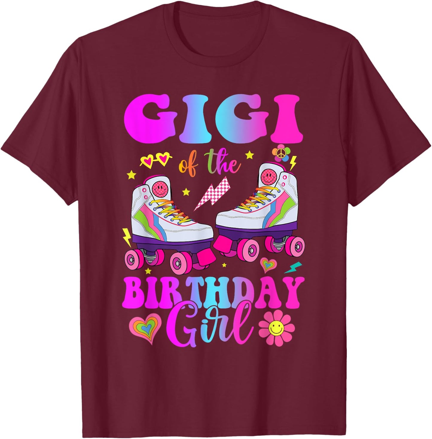 Let's Roll Gigi of the Birthday girl Roller Skate Birthday T-Shirt - T-Shirt | Maroon