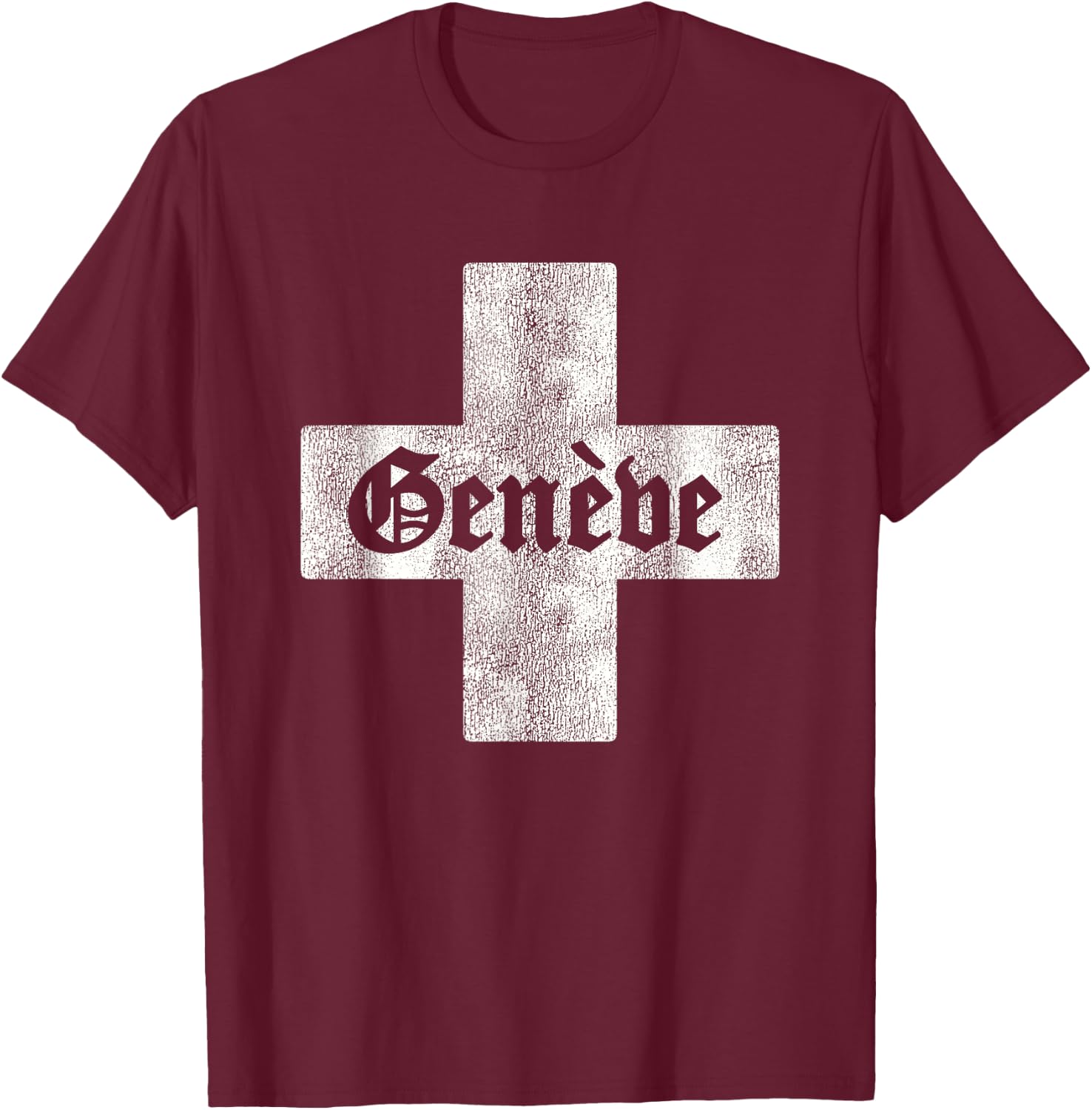Retro Geneva Switzerland Souvenir Swiss Flag Men Women Kids T-Shirt - T-Shirt | Maroon