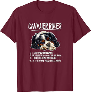 Nap Rules Tricolor Cavalier King Charles Spaniel Dog Lover T-Shirt - T-Shirt | Maroon
