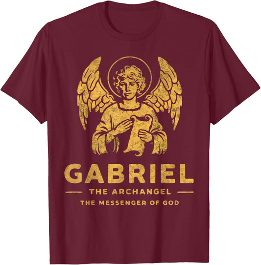 Archangel Gabriel Catholic Christianity Guardian Angel T-Shirt - T-Shirt | Maroon