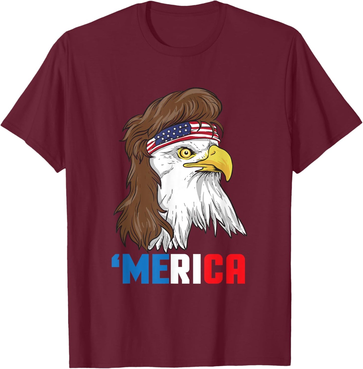 Merica Patriotic Mullet Eagle | Pride American Gift T-Shirt - T-Shirt | Maroon