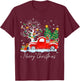 Merry Christmas 2024 Vintage Christmas Tree Pajama Family Xmas T-Shirt - T-Shirt | Maroon