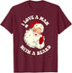 Vintage Santa Fun Retro I Love A Man With A Beard Christmas T-Shirt - T-Shirt | Maroon
