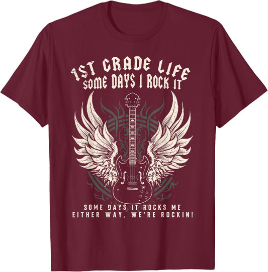 1st Grade Teacher Some Days I Rock It Middle School Teacher Women Kids T-Shirt - T-Shirt | Maroon