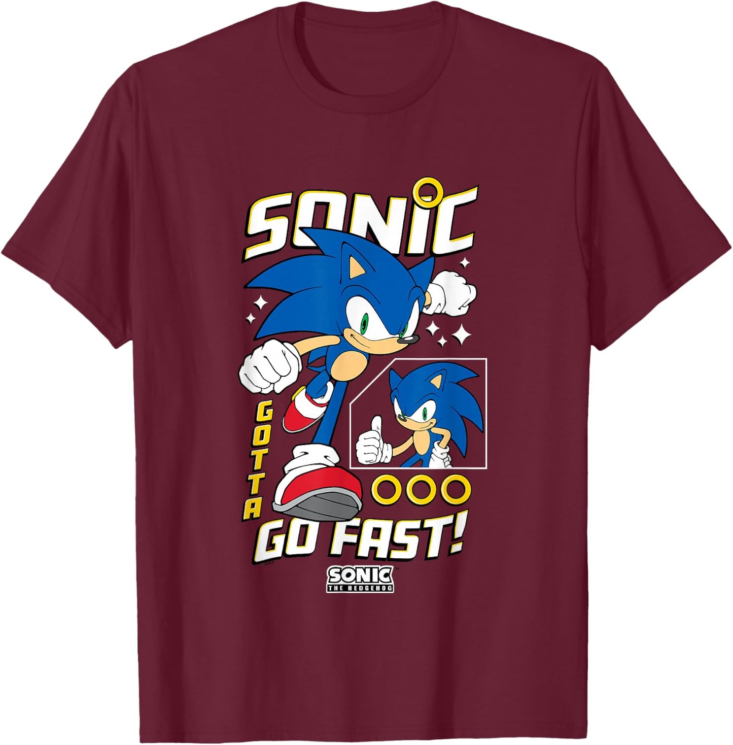 Sonic The Hedgehog Gotta Go Fast! Epic Run T-Shirt - T-Shirt | Maroon