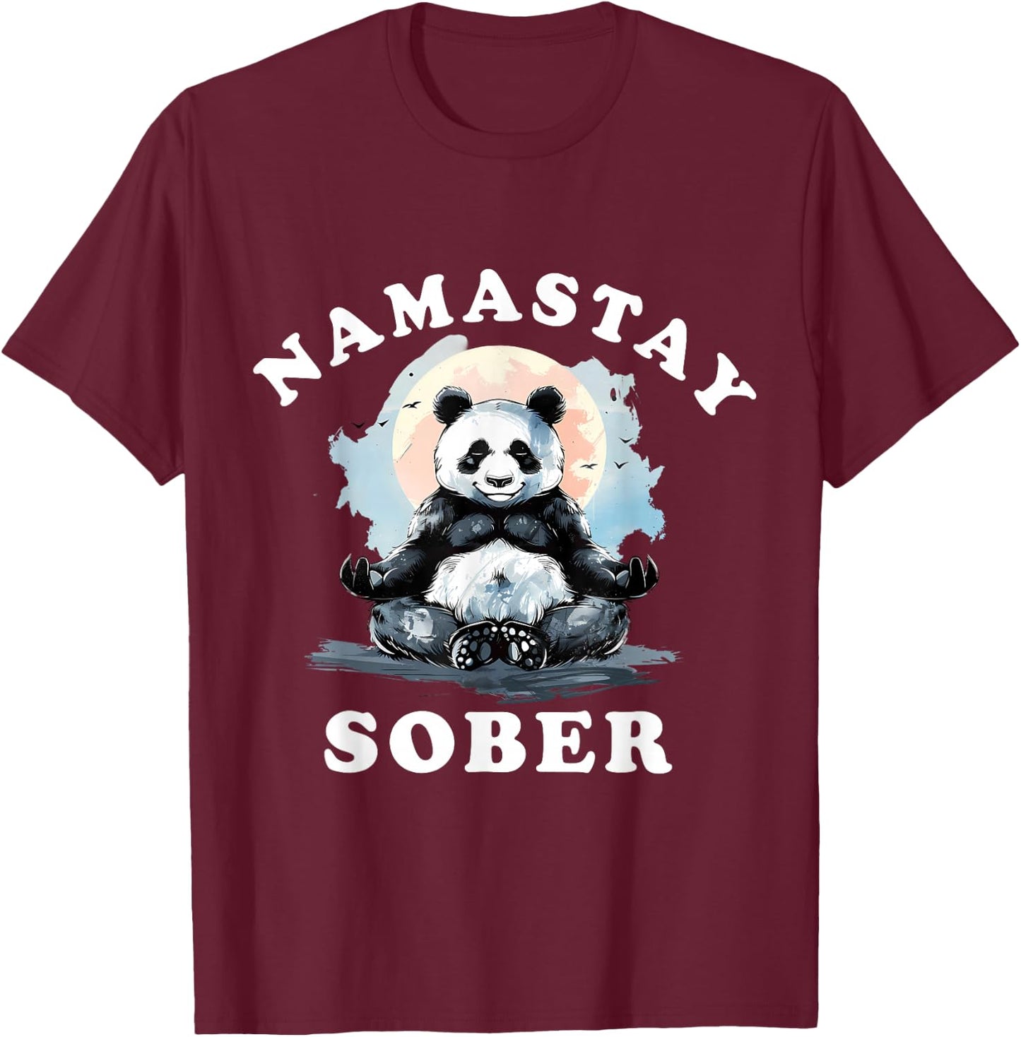 Bear Namastay Sober NA AA Alcoholics Anonymous Mediation T-Shirt - T-Shirt | Maroon