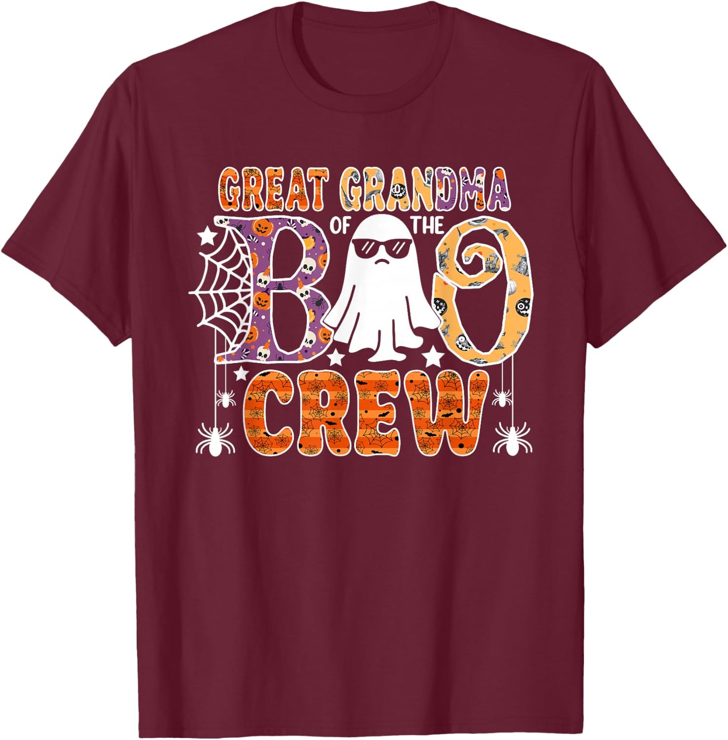 Great Grandma Of The Boo Crew Halloween Family Matching T-Shirt - T-Shirt | Maroon