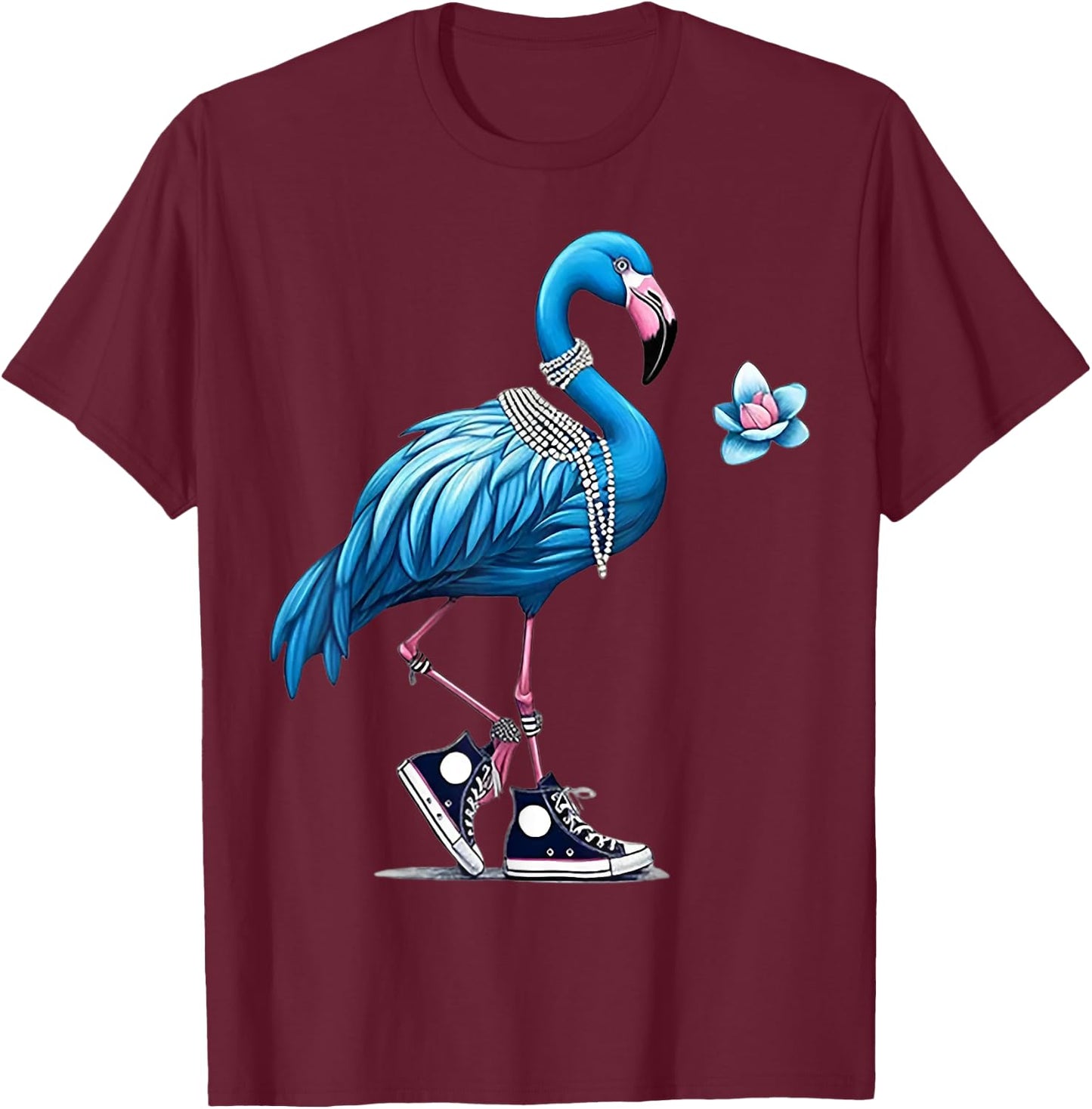 Flamingo Shoes Pearl Necklace T-Shirt - T-Shirt | Maroon