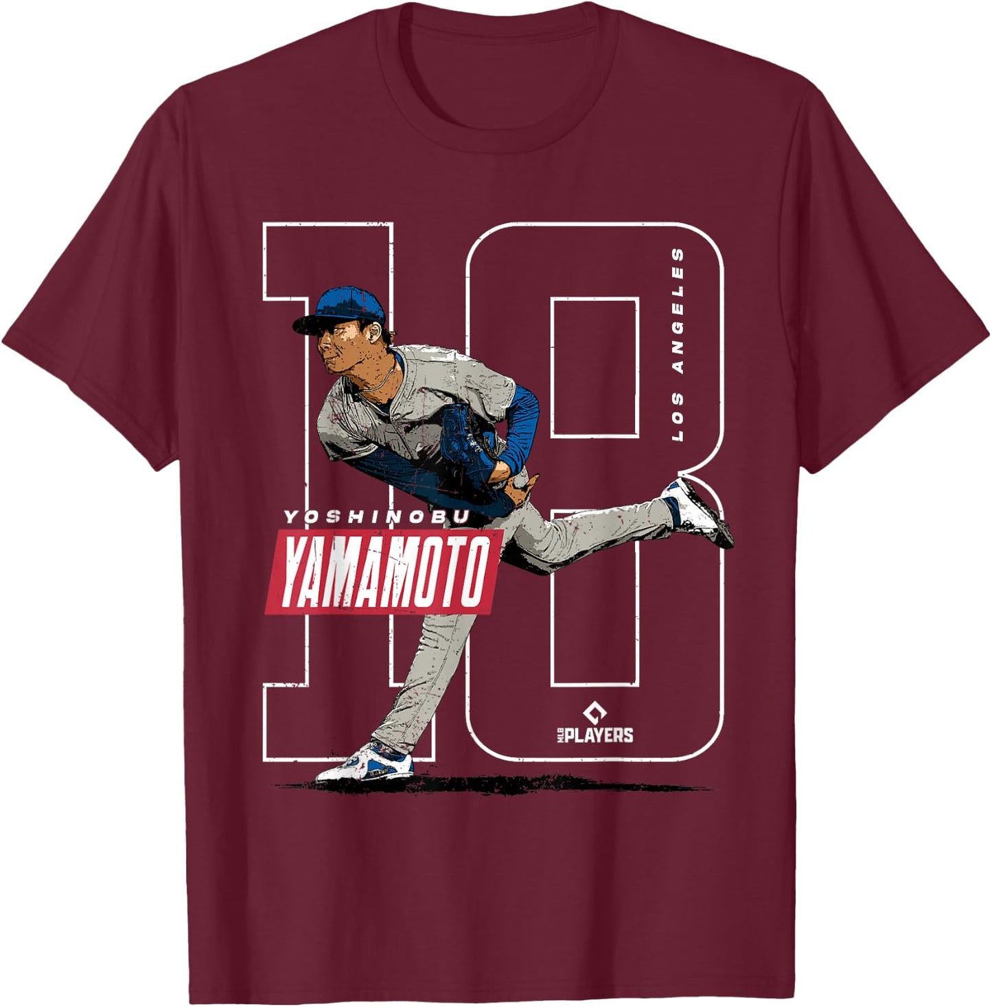 Yoshinobu Yamamoto | Baseball MLB Players | MLBYAM3005 T-Shirt - T-Shirt | Maroon