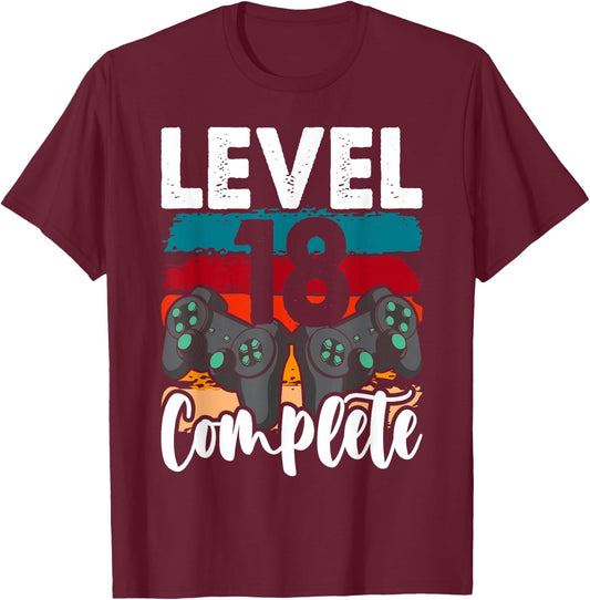 Level 18 Complete Vintage 18th Wedding Anniversary T-Shirt - T-Shirt | Maroon