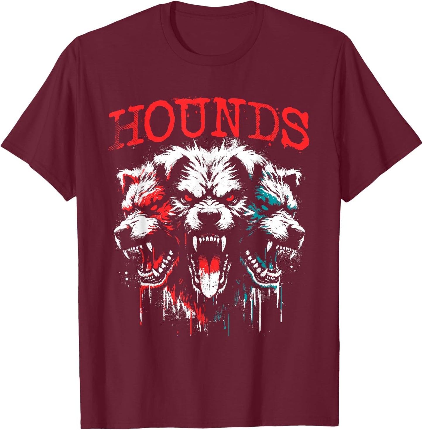 Cerberus - Creepy Three-Headed Hound Of Haides Halloween T-Shirt - T-Shirt | Maroon