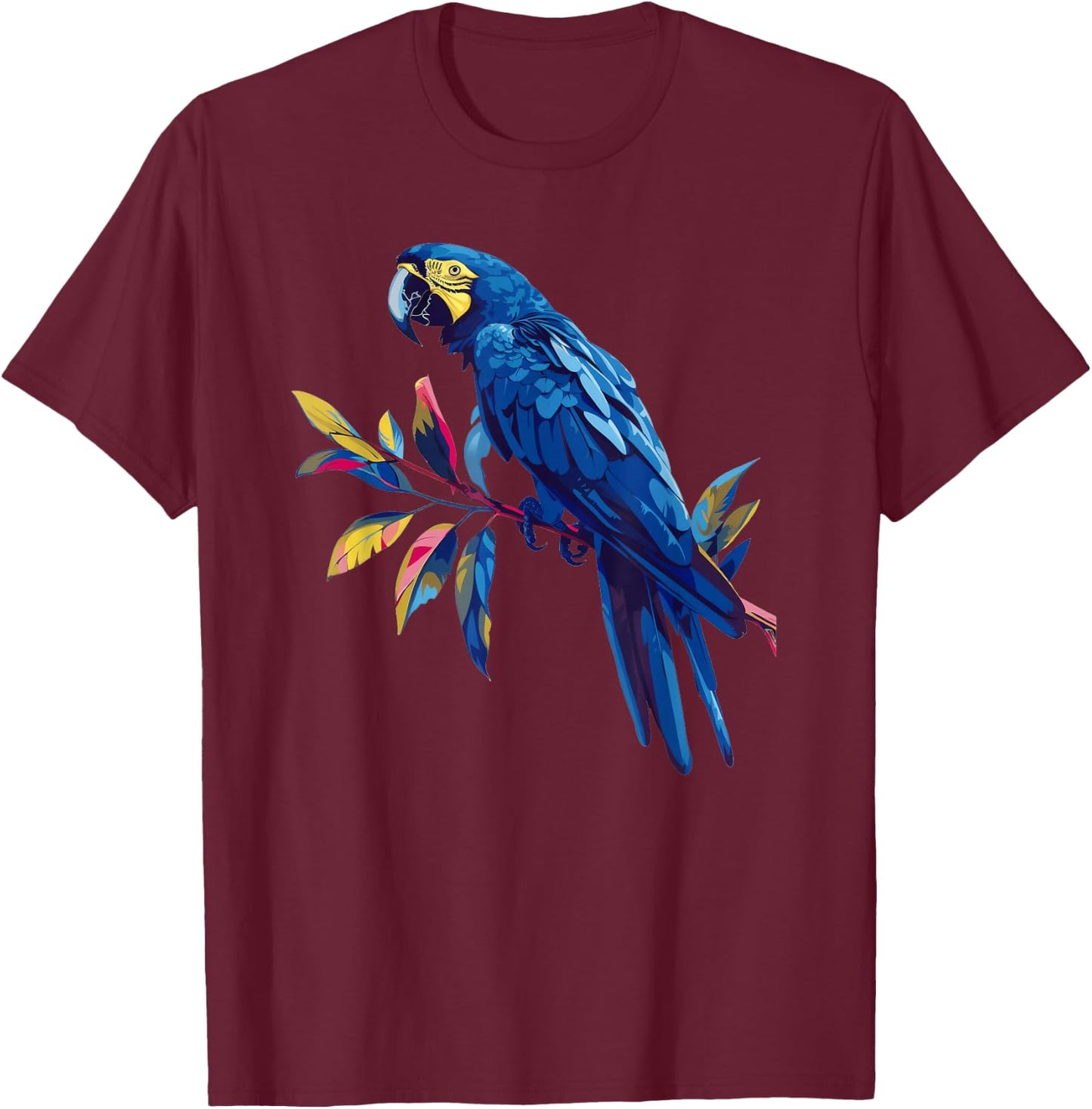 Hyacinth Macaw Retro T-Shirt - T-Shirt | Maroon