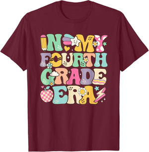 In My Fourth Grade Era Back To School Retro Groovy 4th Grade T-Shirt - T-Shirt | Maroon