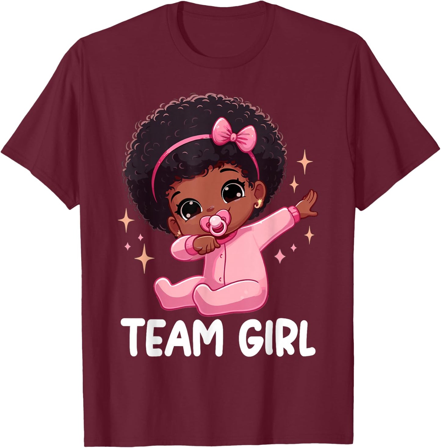 Team Girl Baby Announcement Gender Reveal Party T-Shirt - T-Shirt | Maroon