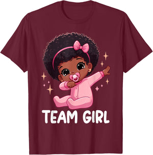 Team Girl Baby Announcement Gender Reveal Party T-Shirt - T-Shirt | Maroon