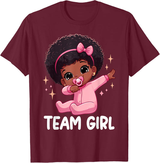 Team Girl Baby Announcement Gender Reveal Party T-Shirt - T-Shirt | Maroon
