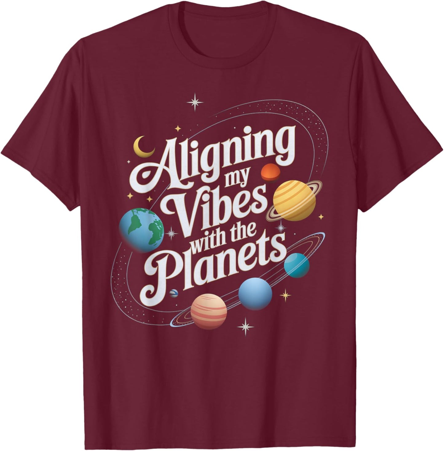 Planet Alignment Planet Parade 2025 Planetary Solar System T-Shirt - T-Shirt | Maroon